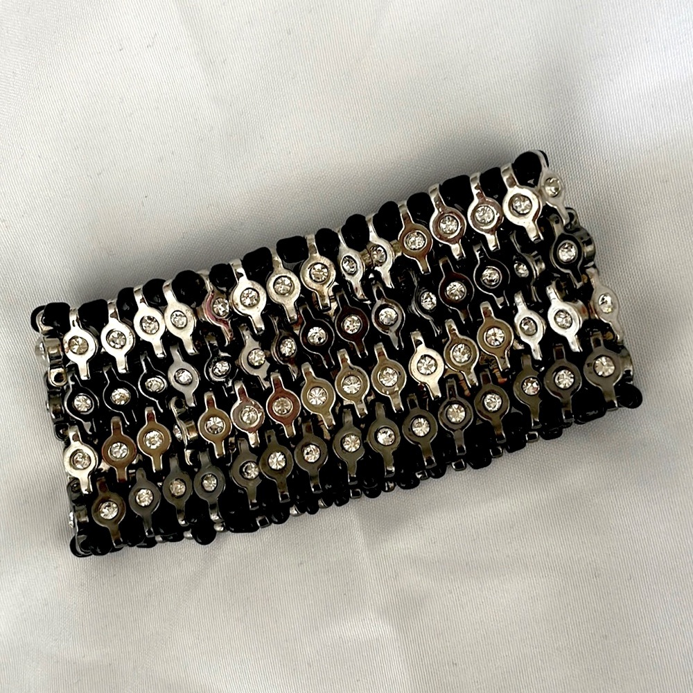 Black and Rhinestone Cuff Bracelet, Two for sale.